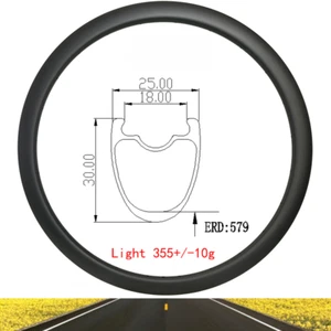 700C 30*25mm Road Bike Carbon Rim Disc or V Brake Clincher Tubeless 16-36 Hole - Picture 1 of 24