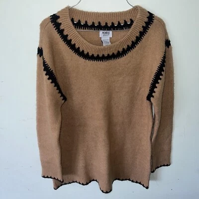 Suéter Monroe and Main Cálido Invierno Crochet Ribete Talla Grande Marrón y Negro Foto 1 de 4