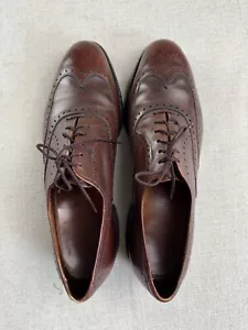 ALLEN EDMONDS Shoes 10.5 D Leather Cap Toe Oxford Brown Brogue - Picture 1 of 7