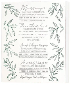 Marriage Takes Three Green Foliage 10x8 MDF Wall and Tabletop Sign Plaque - Picture 1 of 1