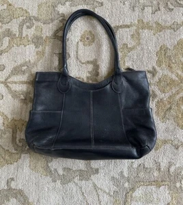 J Jill Black Pebbled Leather Hobo Shoulder Bag Purse 17” x 11” RN 97641 - Picture 1 of 14