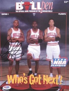 Dennis Rodman Signed 1996 Playoff Bull Pen Program PSA/DNA - Picture 1 of 4