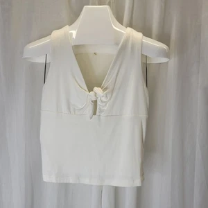 NeutralNatural Off-White Cropped Rayon Modal Tie-Front Tank, S - Bild 1 von 8