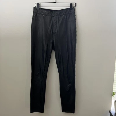 Spanx Faux Leather Pants Medium Black Leggings Skinny Pull On Stretch Moto Goth - Image 1 of 4