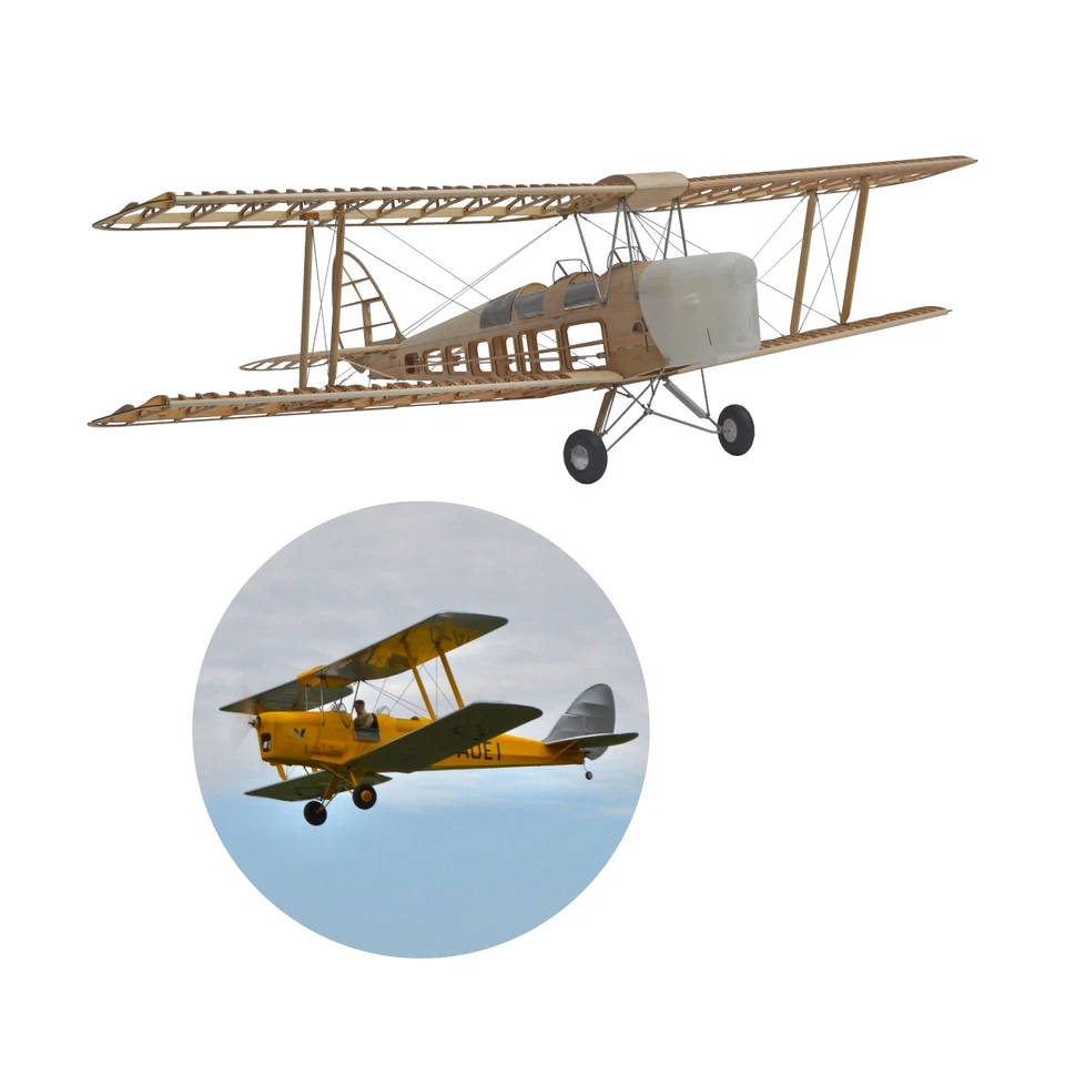 Tiger Moth Doppeldecker Modellflugzeug 1500mm 1:6 RC Hobby Holzbausatz Modell - Bild 1 von 4