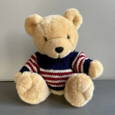 Dan Dee Teddy Bear 11" Brown Plush Stuffed Animal Collectible Knit Blue Sweater - Image 1 of 4