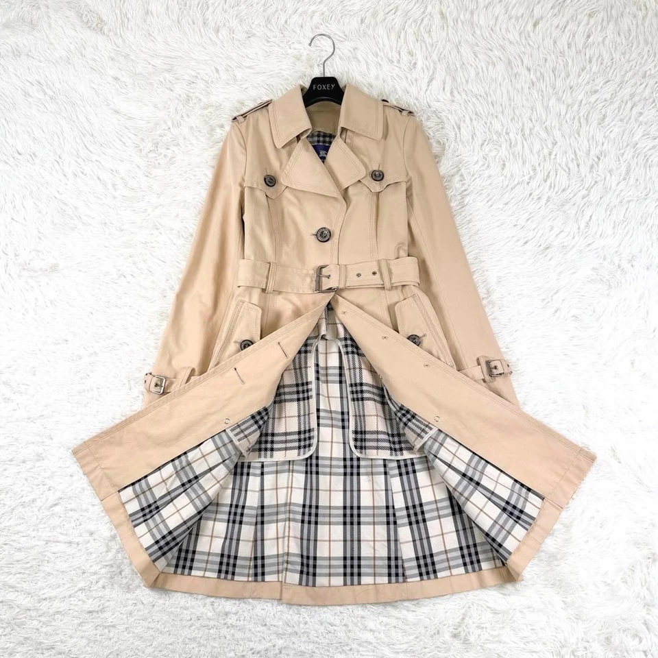 Gabardina Burberry Blue Label, larga, con forro, cuadros Nova, talla 40 Foto 1 de 4