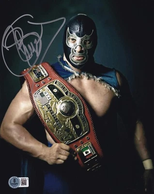 Blue Demon Jr. Foto firmada 8x10 certificado de autenticidad BAS CMLL NWA Lucha Libre AAA imagen automática E Foto 1 de 4