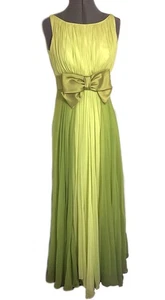 Vintage 60er Chiffon Empire Taille Maxikleid Gr. XS Satin Schleife Wald Fee Hochzeit - Bild 1 von 24