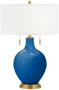 Hyper Blue Toby Brass Accents Table Lamp - Picture 1 of 4