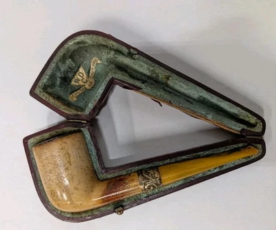 Vintage Antique WDC Meerschaum Pipe With Case  - Image 1 of 4