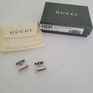 Gucci G Sterling Silber 925 Manschettenknöpfe silberfarben Logo Designer Vintage Box 14g - Bild 1 von 7