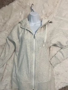 Athleta Triumph Hoodie Full Zip Small Grey Heathered Soft Sport Cozy Sweatshirt - Picture 1 of 7