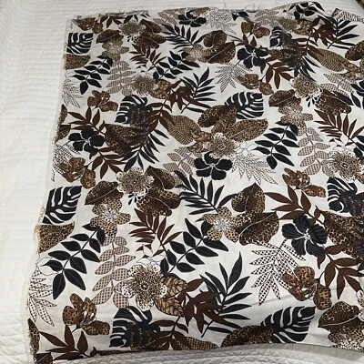 布料棕色黑色面霜未切割缝纫 90 英寸 X ü55 英寸动物印花热带花卉 — 第 1/3 张图片