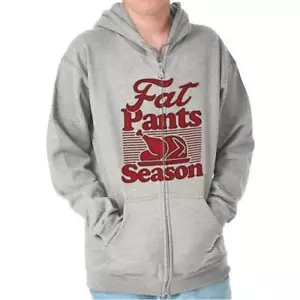 Funny Thanksgiving Turkey Fat Pants Season Sweatshirt Zip Up Hoodie Men Women - Picture 1 of 10