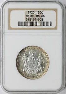 1920 50c Maine Silver Half Dollar NGC MS64 - Picture 1 of 4