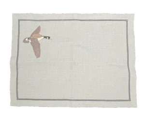 Blue-Gray Linen 17x13 Placemats Machine Stitched Embroidered Canadian Goose - Picture 1 of 8