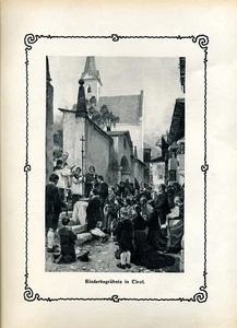 Kinderbegräbnis in Tirol - Holzstich - aus 1906 - Picture 1 of 1
