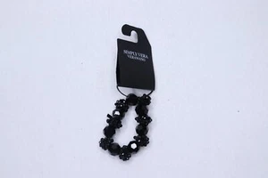 Kohls Black Tone Cluster & Bead Stretch Bracelet 25B00226 - Picture 1 of 4