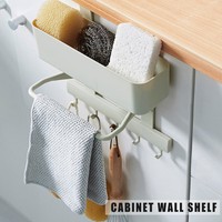 Kitchen Wall Mount Storage Rack Cabinet Hanger Sponge Rag Holder Drain Shelves._