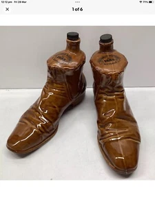 Bendigo Pottery, Pair of Boots Fortified Wine Decanters Made In Australia TA#715 - Picture 1 of 8