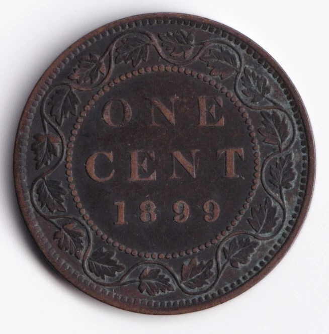 Canada 1899 1c One Large Cent Copper Coin Queen Victoria VF+ Very Fine+ - Image 1 of 2