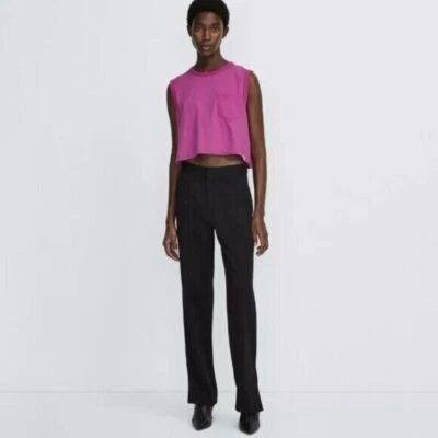 RAG & BONE Cameron Crepe Straight Leg Pant Black Size 2 - Image 1 of 4