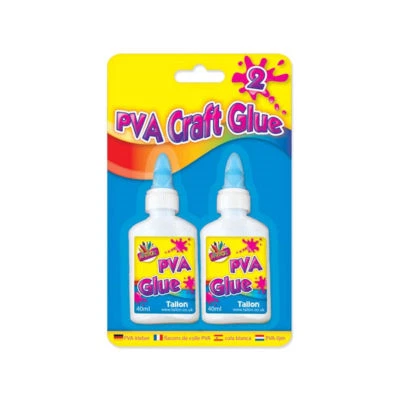 TALLON INTERNATIONAL LTD 2 X Bottiglie Colla PVA Bianco - Slime Safe Artigianato Scuola Creazione Tubi Schizzetto