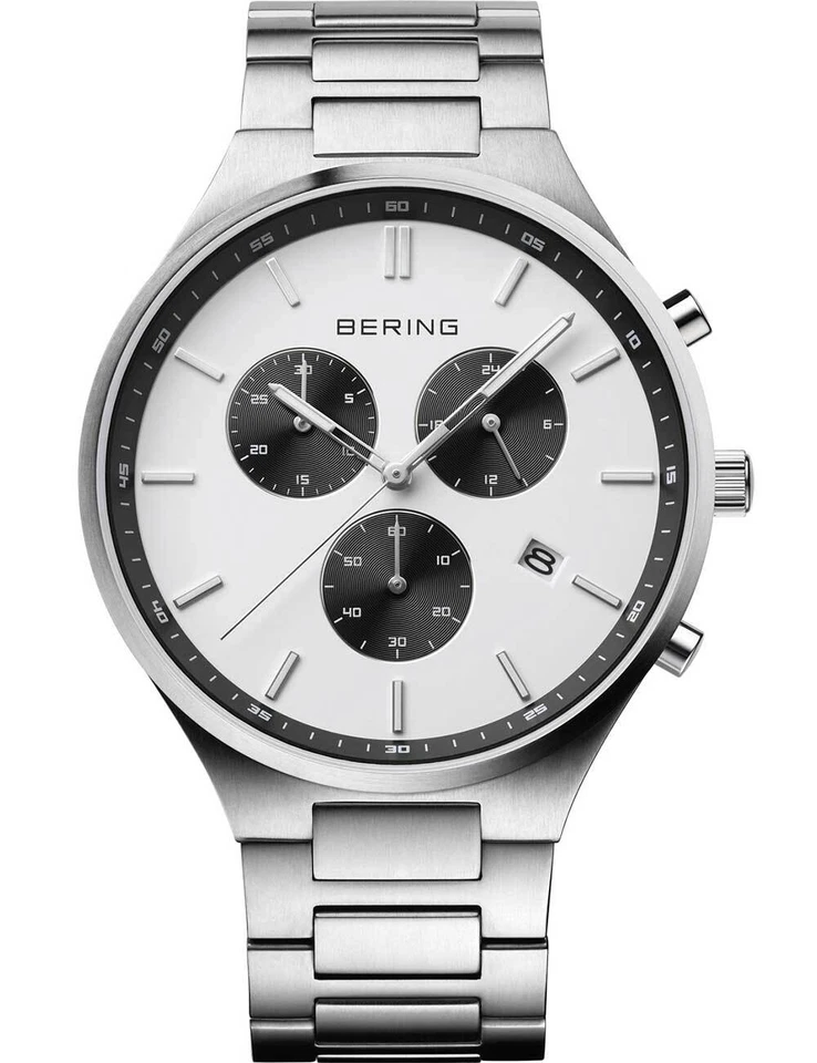 Bering 11743-704 Classico Titanio Cronografo Orologio Uomo 40mm 5ATM