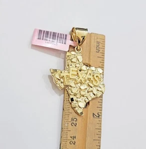 Real 14k Gold Charm pendant Nugget Texas map Men's 14KT Yellow Gold Charm Only. - Picture 1 of 5