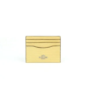 Estuche delgado para tarjetas de identificación Coach Hay Lizard de cuero en relieve nuevo con etiquetas CR844 - Imagen 1 de 2