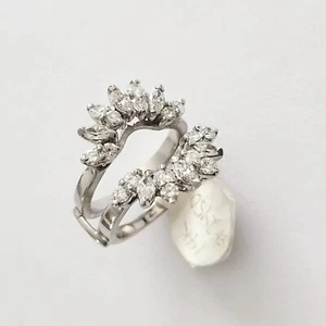 Vintage 14K Weißgold DIAMANT Enhancer Doppelschutz Diamant offener Schaft Ring - Bild 1 von 12