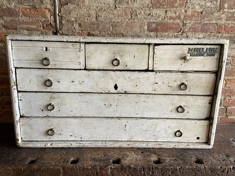 Antique Apothecary Cabinet Wood File Box Industrial Drawer Pulls Tool Box Cover