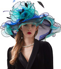 Women Organza Fascinator Church Kentucky Derby Hat Floral Tea Party Wedding Hat