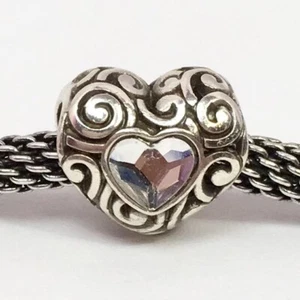Brighton Swirly Love Bead, JC0212, Silver Finish, Clear Stones, New - Picture 1 of 4