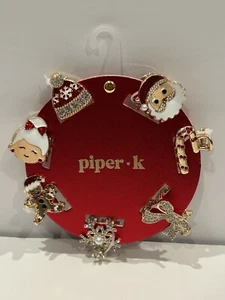 7pc Piper K Jeweled Rhinestone Santa Christmas Holiday Themed Hair Clips NEW! - Picture 1 of 11