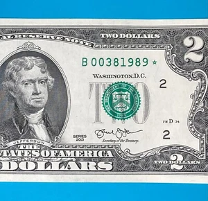 March 8, 1989 (B 00381989 *) BIRTHDAY Note $2 Two Dollar Bill (__3 / 8 / 1989) - Picture 1 of 4