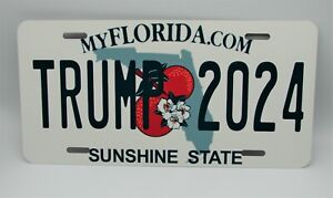 TRUMP 2024 FLORIDA STATE METAL CAR LICENSE PLATE. TRUMP METAL CAR LICENSE PLATE
