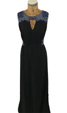 ERIN FETHERSTON 10 MAXI DRESS Black Blue Gold Lace SILK Blend LONG Occasion