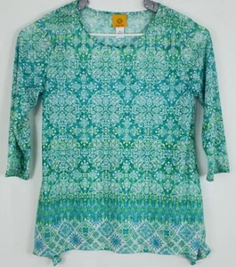 Blusa Ruby Rd para mujer manga larga azul/verde talla M - Imagen 1 de 10