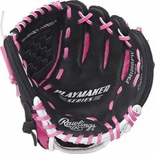 Rawlings Playmaker Youth Girls Baseball Glove 10" Right Hand Throw Black Pink