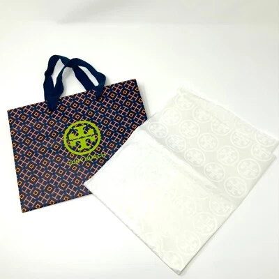 Brand New Authentic Tory Burch Logo Gift Shopping Bag & Logo Paper Tissue