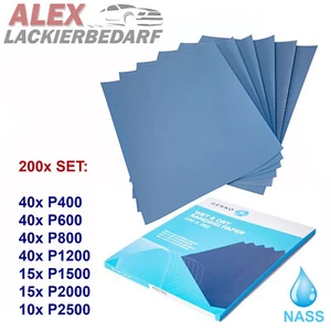 200x SET P400-P2500 GERKO Nass Schleifpapier Bogen 230 x 280 mm Wasserfest   - Bild 1 von 1