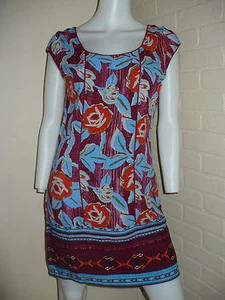 NEU HURLEY RETRO BLUMEN FLORAL KLEID TUNIKA TOP URBAN MOD BOHO SMALL - Bild 1 von 6