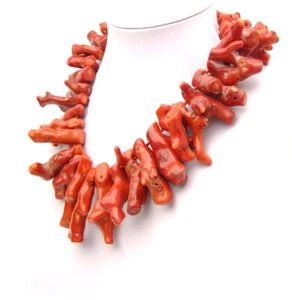 Moda 30-50mm Rama Natural Coral Rojo Collar para Mujer Gargantillas Joyería 18" - Imagen 1 de 12