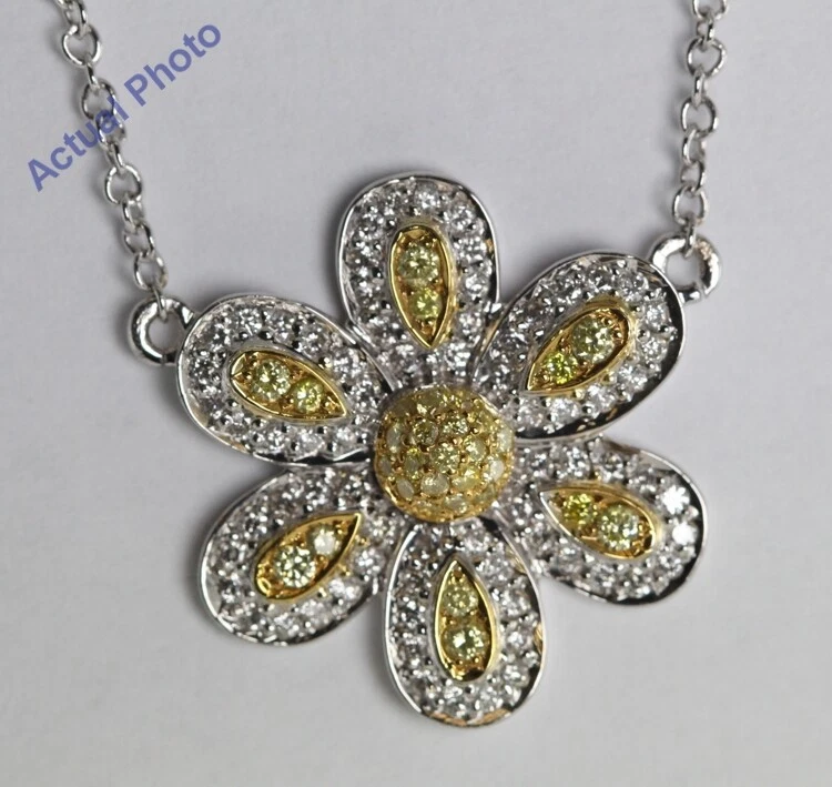 18k White Round Diamond Pave Pendant 0.5 Ct Natural Yellow White Diamonds Si2 - Image 1 of 1