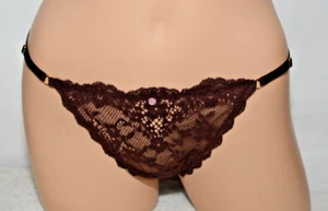 Neu mit Etikett Victoria's Secret String-Bikinihöschen braun weich Spitze verstellbar XL Xlarge - Bild 1 von 7
