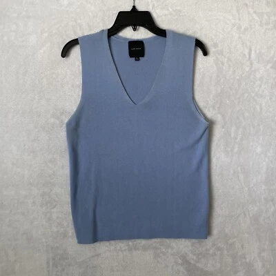 Alex Marie Womans Sweater Top Solid Blue Large Acrylic V Neck Pullover Sleevless - Image 1 of 4
