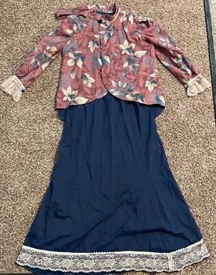 "Traje de Caminar Victoriano 2 Piezas Hecho a Mano Disfraz XL Azul/Rosa Busto 46 Cintura 40""" Foto 1 de 3