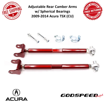 Braços de cambagem traseiros ajustáveis Godspeed com rolamento esférico compatível com 09-14 Acura TSX - Imagem 1 de 4